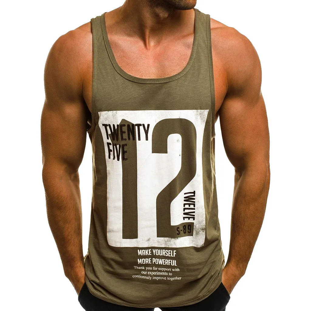 

CHAMSGEND Tank Tops Letter Printed Men Sleeveless Tanktops For Boys Bodybuilding Clothing Undershirt Fitness Stringer 5.JAN.15