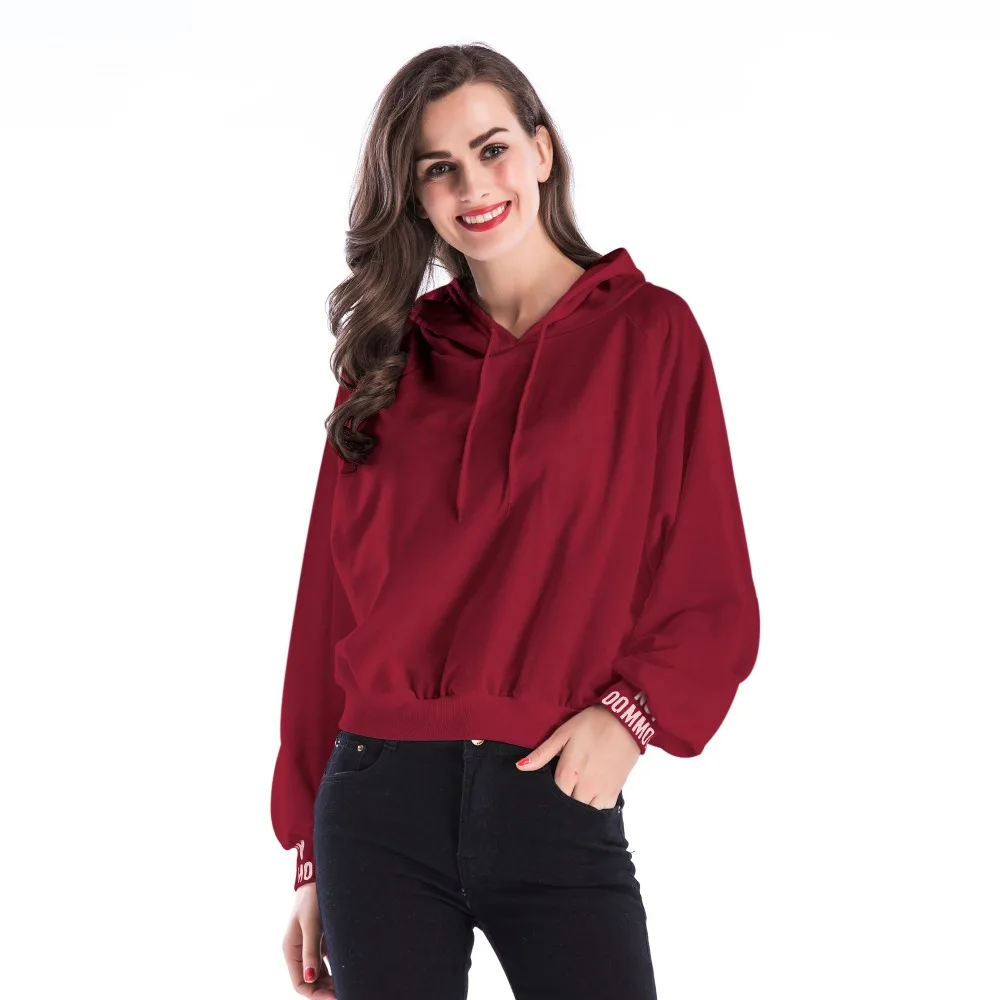 С капюшоном флис Drop-Shoulder свободные большой код печати письма Толстовки кофты |