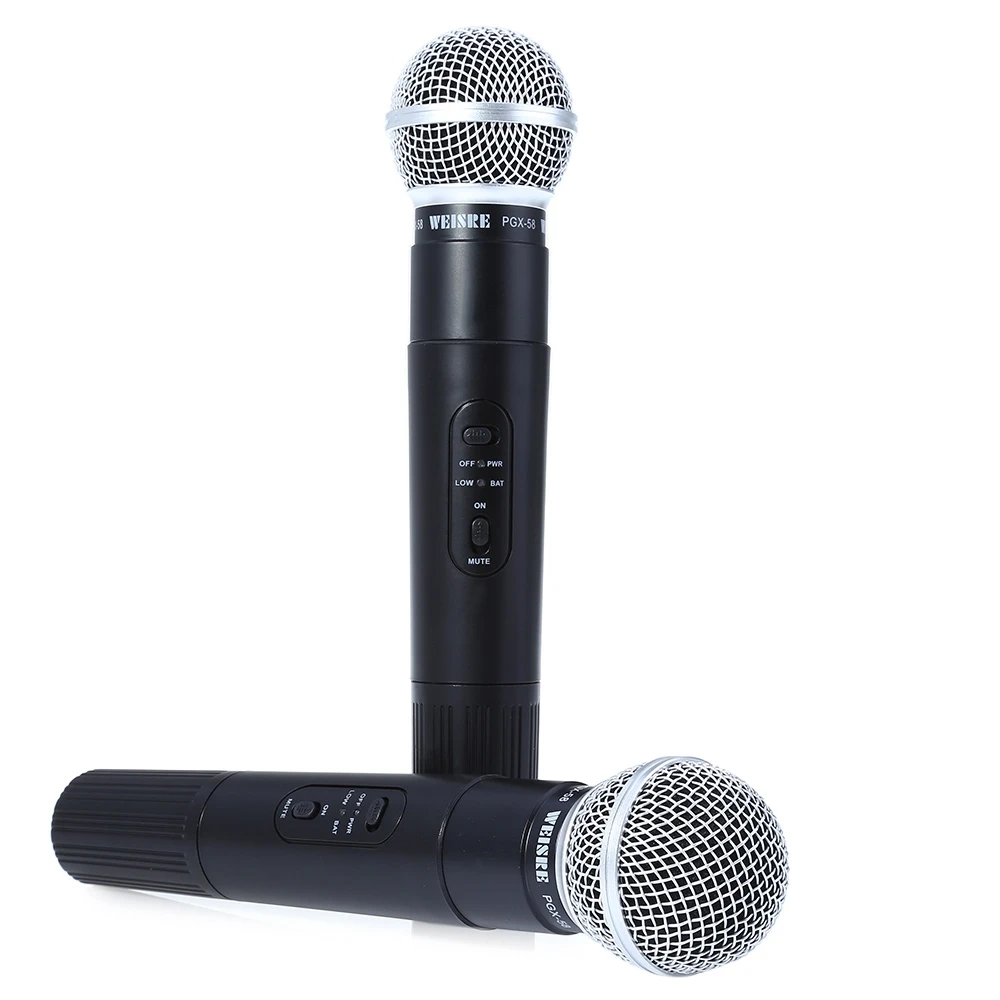 WEISRE PGX58 VHF UHF двойной профессиональный беспроводной микрофон с приемником для BM 800 караоке микрофон вечерние караоке-студия