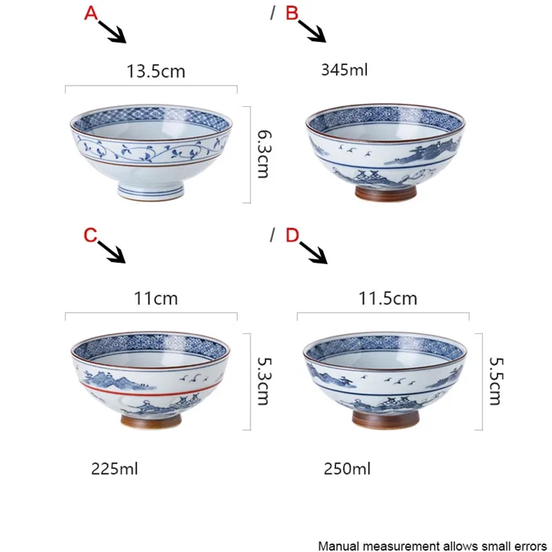 Японский стиль керамическая чаша пейзаж Синий и белый фарфор посуда для дома рисовая чаша Ramen чаша Творческий салат еда контейнер