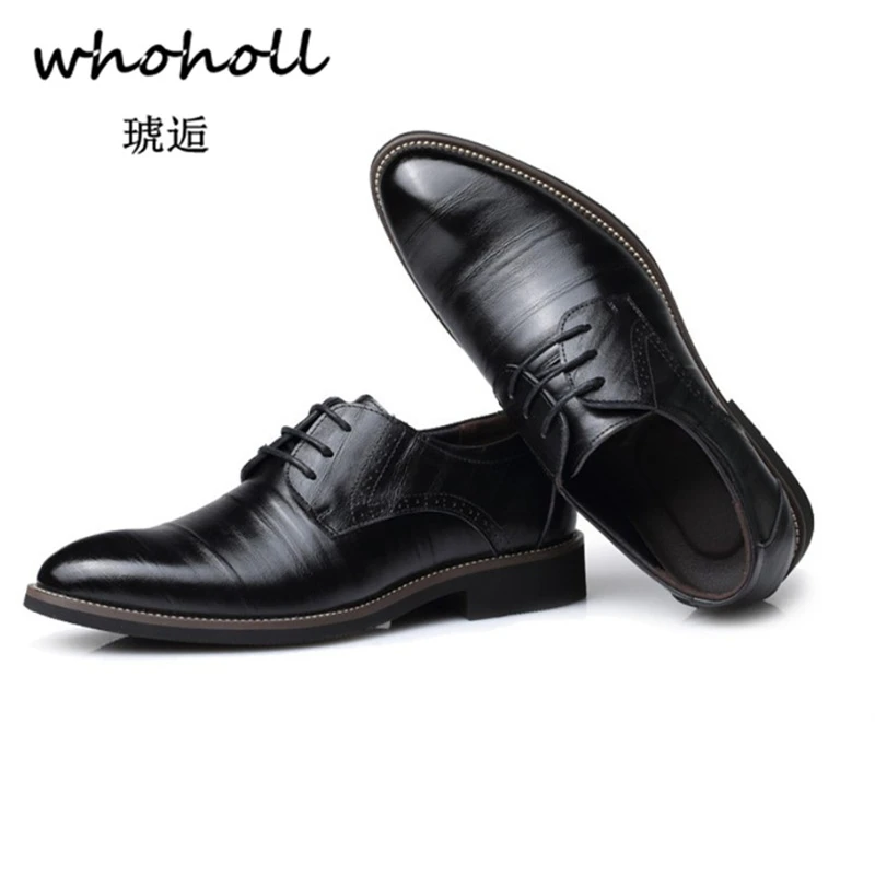 

Whoholl Man Flat Classic Men Dress Shoes Patent Leather Wingtip Carved Italian Formal Oxford Plus Size 38-48 for Autumn Summer