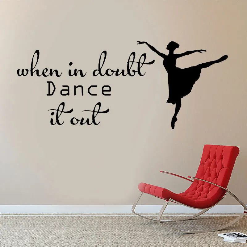 When In Doubt Dance It Out Wall Decal Quote Studio Dancer Dancing Sticker Home Decor Bedroom Art Design Interior DA17 | Дом и сад