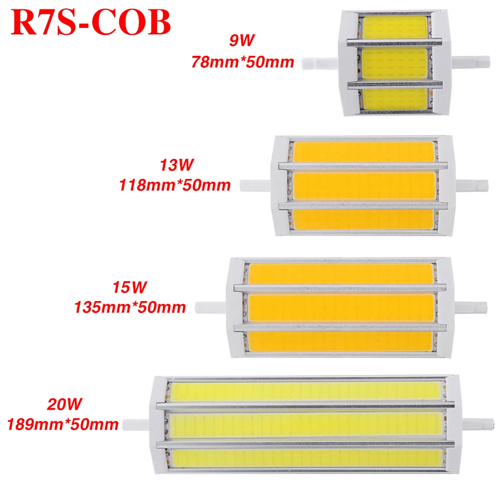 9 Вт 13 Вт 15 Вт 20 Вт R7S светодиодный светильник 78 мм, 118 мм, 135 мм, 189 мм, 220 В COB светодиодный светильник r7s J78 J135 J189 лампочка заменяет галогенный прожектор светильник