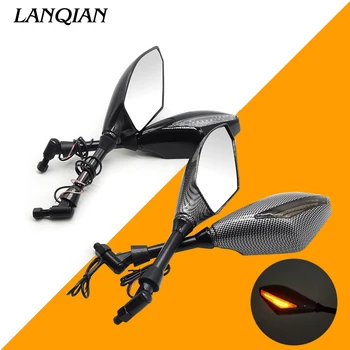 

Universal Motorcycle Rearview Mirrors With Turn Signal LED Light For yamaha R1 R3 R6 R15 fz1 fz6 fz8 nmax
