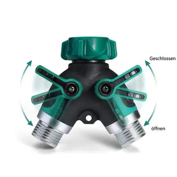

2-way Distributor for Water Tap Garden Hose Faucet Adapter Set with 2 Hose Connector and 4 Rubber Washer Pipe Fitting