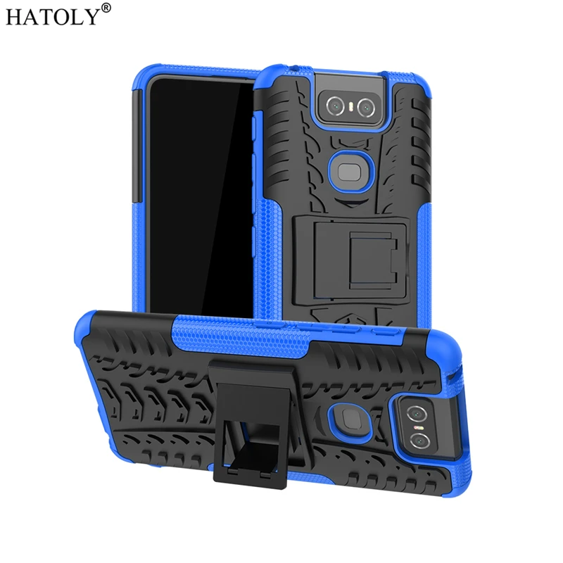 

For Cover Asus Zenfone 6 Case Anti-knock Heavy Duty Armor Stand Cover Zenfone 6 Silicone Phone Case For Asus Zenfone 6 ZS630KL