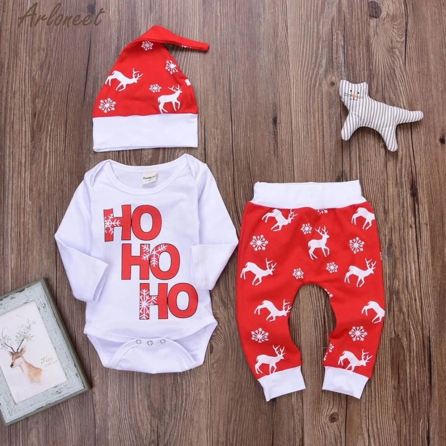 

ARLONEET Xmas Newborn Baby Boy Girl Romper Tops+Pants Christmas Deer Outfits Set Infant Baby Girl Clothes Christmas P30 Dec11