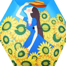 Масло Подсолнух девушка УФ зонтик высокого качества толще carom ткань Шмель Смола скелет легкий ветрозащитный флип дизайн