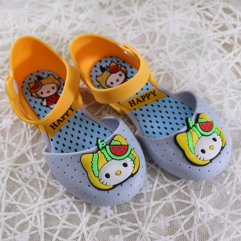 Новинка года; летние детские сандалии с рисунком кота пляжная обувь дышащая пластиковые сандалии для девочек