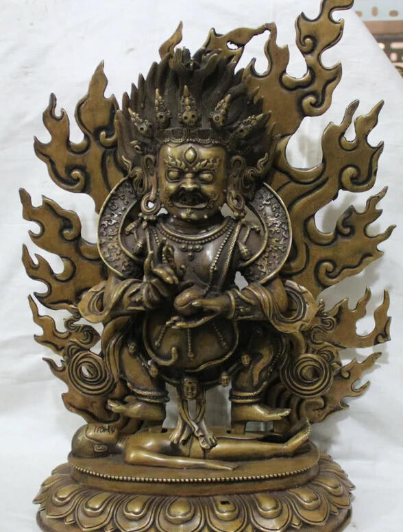 

USPS to USA S2593 17" Tibet Tibetan Chinese Buddhism Copper Bronze White Mahakala Buddha Statue (B0328)