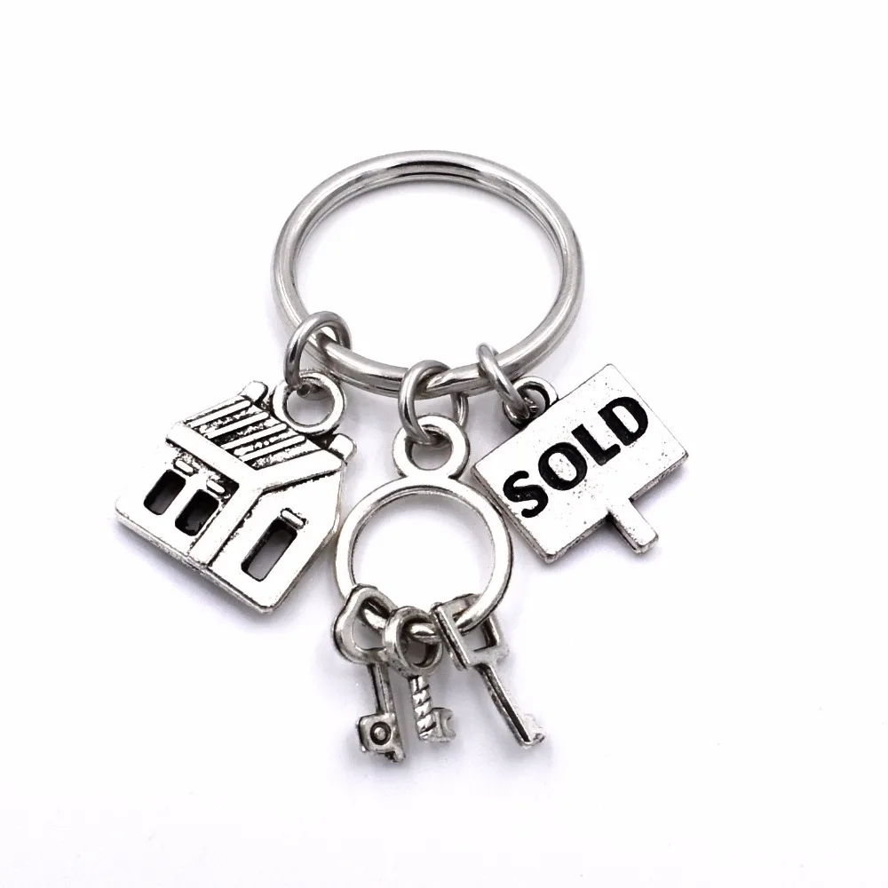 Real Estate Agent Keys Keychain House Keys Sold Charms Realtor Jewelry