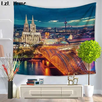 

LzL Home Modern City Scenery Tapestry Fashion Home Decor Wall Hanging Boho Mandala Carpet Yoga Mat Bedspread Table Cloth Tapete