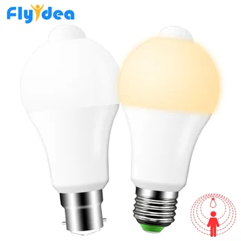

led pir Motion Sensor Lamp 220V 110V Dusk to Dawn Light Bulb E27 B22 IP42 with Sensor Smart light bulb 12W 18W Day Night light