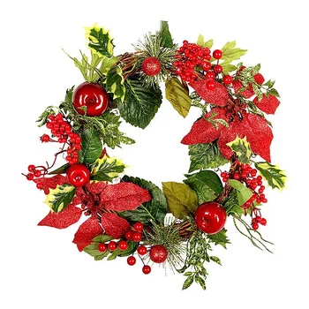 

Artificial Green Leaves Decoration Berry Wreath Simulation Silk Garland Fake Flower Home Christmas Door Wall Hanging Decoration