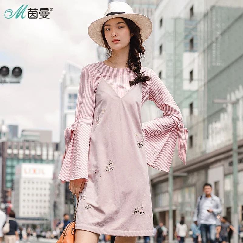 INMAN Strapless Long Sleeve Bow Knot Women Flower Print Dress INMAN Strapless Long Sleeve Bow Knot Women Flower Print Dress