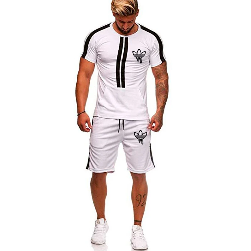 Мужские спортивные костюмы для бега тренировки по футболу баскетболу футболки+ брюки спортивные костюмы Джерси летняя спортивная одежда для фитнеса набор для тренажерного зала - Цвет: Photo Color 2