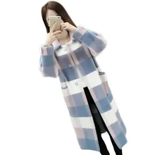 Новинка весны, женская тонкая куртка из искусственного меха норки, Женская флисовая имитация пальто, Женский вязаный свитер, длинный кардиган, верхняя одежда M134