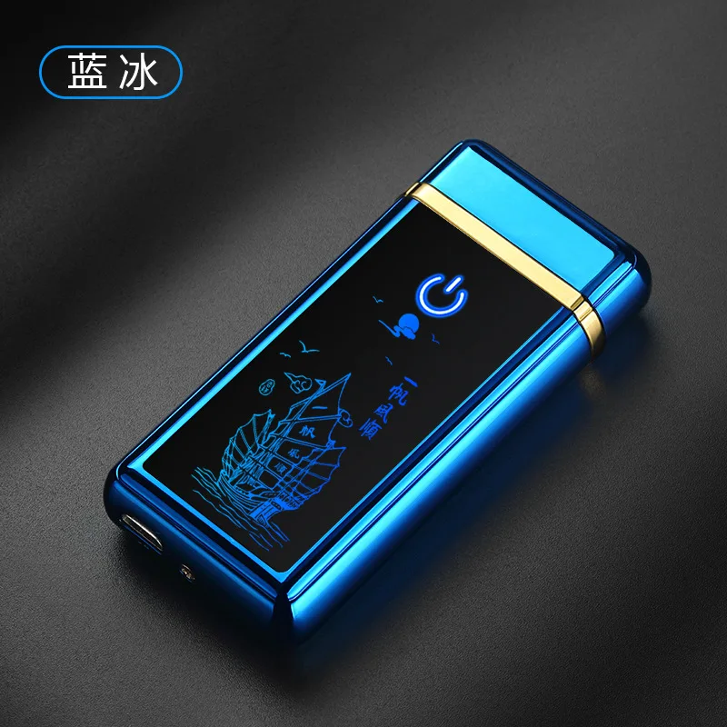 Новая Металлическая сенсорная креативная двойная дуга, Электронная зажигалка, многоузорная Милая популярная сигарета с зарядкой от USB Зажигалка - Цвет: 2