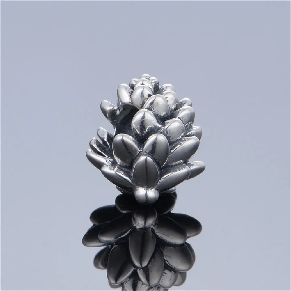 Mistletoe 925 Sterling Silver Pine cone Pinecone Charm Bead Fit European Bracelet Jewelry