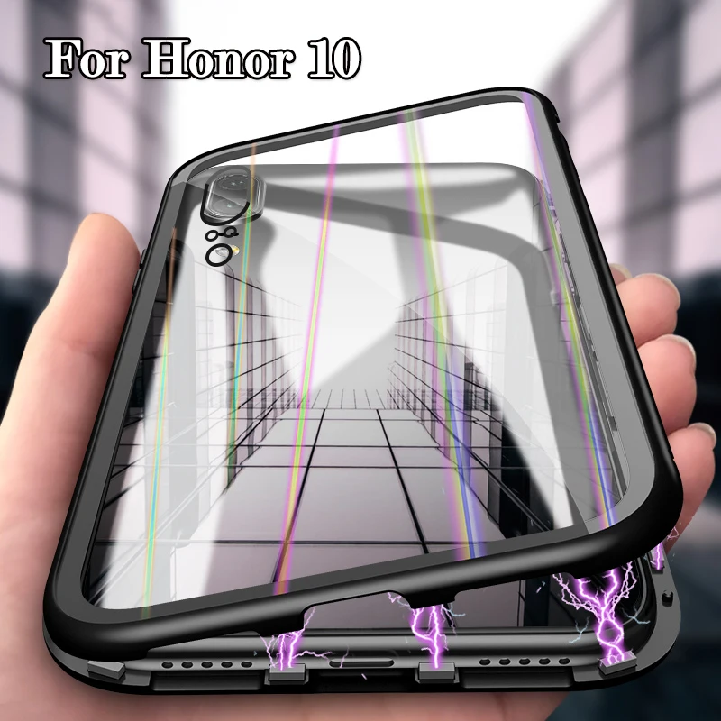 

Protective Case On For Huawei Honor 10 Honor10 Magnetic Case Flip Coque Magnet Adsorption Bumper Metal Fundas Women Girls Red