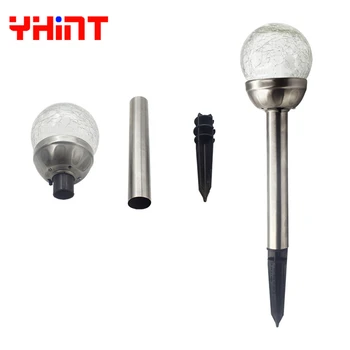 

solar Garden Lights Outdoor Led Lawn For Backyard Glass Path Lamp With Crackle Effect 8cm Round Ball For Courtyard HI-MH battery