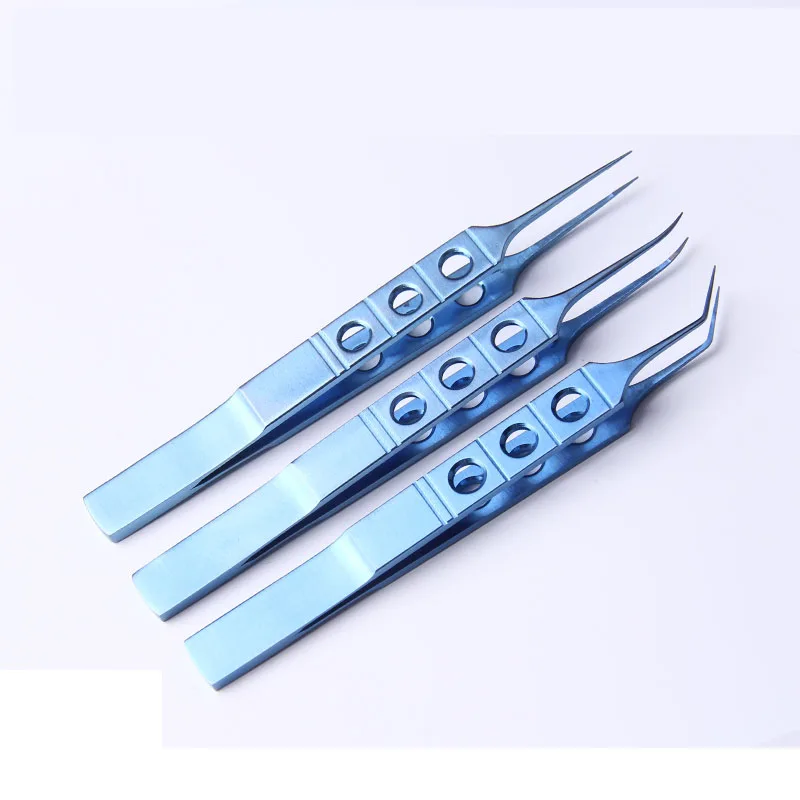 1ks micros nerez ocel titanu slitina 11CM dovetailed straight/bend hlava pinzeta plošiny pinzeta ophthalmic forceps