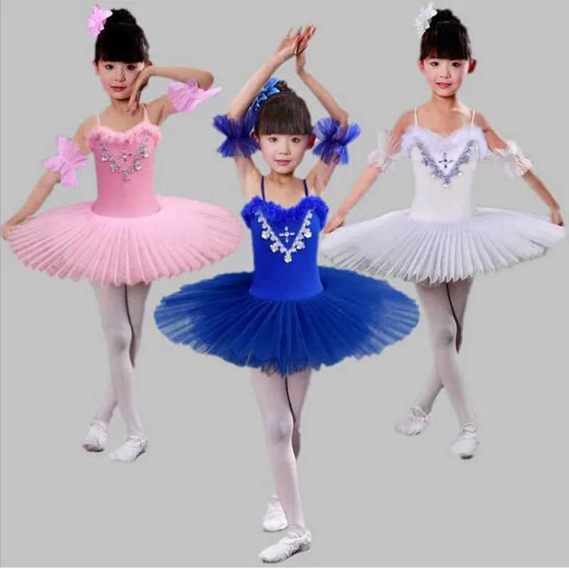 Обувь для девочек профессиональный белый Лебединое озеро Балетные костюмы многоцветный Кружево Юбка для балета дети блесток Перо балетное платье для детей