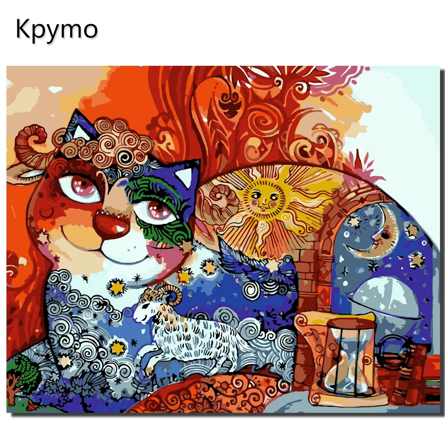 

Kpymo Frameless Cartoon Animals DIY Painting By Numbers Color Kids Image Acrylic Paint By Numbers Unique Gift For Child Artwork
