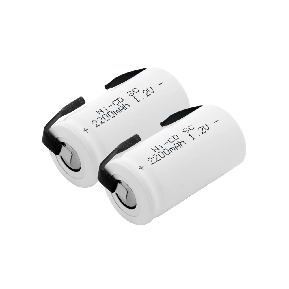 1 10 шт. высокая энергия 2200mAh 2 V Sub C/SC Ni Cd батарея с вкладками аккумуляторные батареи