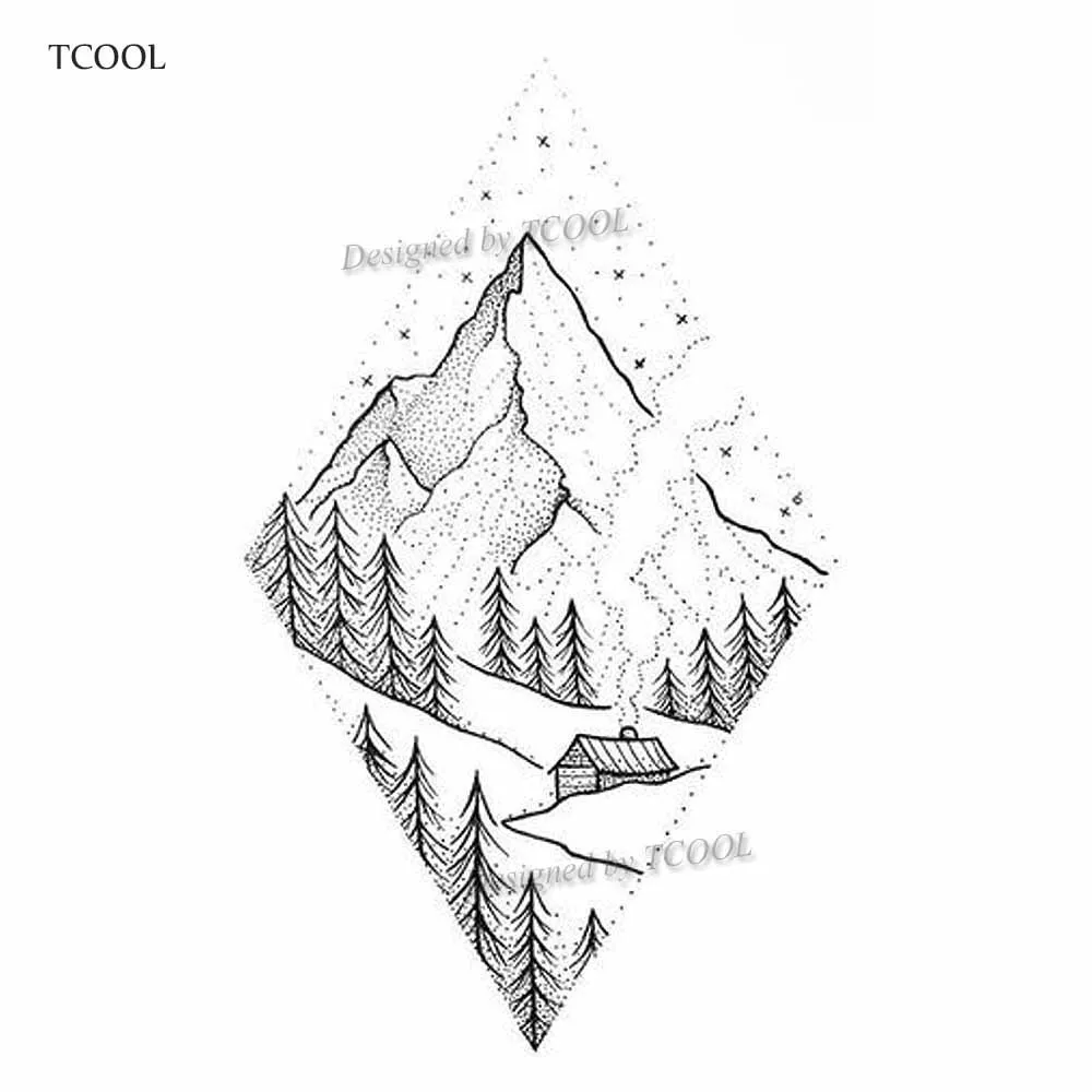 HXMAN горный Временные татуировки для водонепроницаемых мужчин поддельные боди-арт женщин дизайн мода ручной стикер 9,8X6 см E-007
