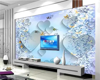 

3d wallpaper custom mural non-woven photo Wicker love butterfly TV background painting 3d wall murals wallpaper for living room