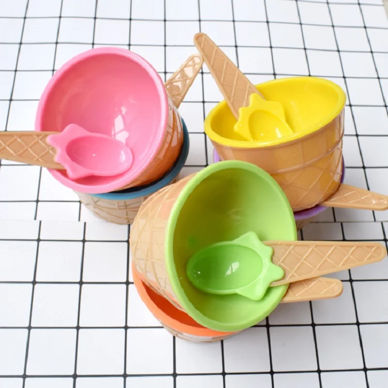2pcs Ice cream Bowls Spoons Plate Baby Tableware Food Container Feeding Plates Tableware Set Dinnerware Dishes for Kids Children 2pcs Ice cream Bowls Spoons Plate Baby Tableware Food Container Feeding Plates Tableware Set Dinnerware Dishes for Kids Children