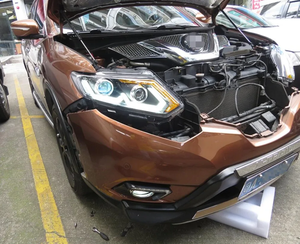 Светодиодные фары для Nissan X Trail 2017 2 шт. Автомобильные светодиодные двойные