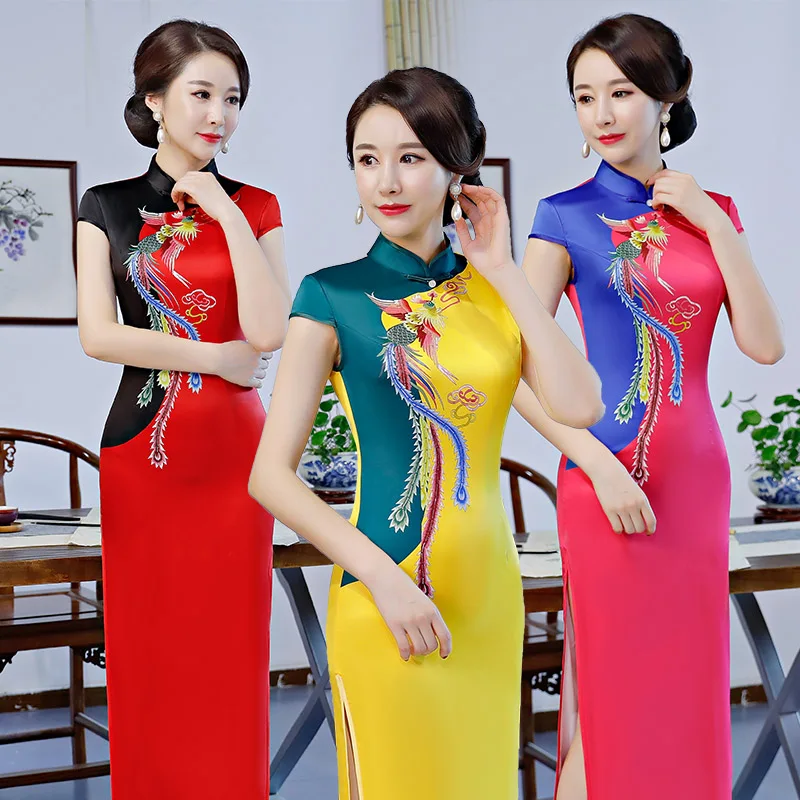 2018 Летнее Длинное платье Cheongsam новинка в китайском стиле женское из