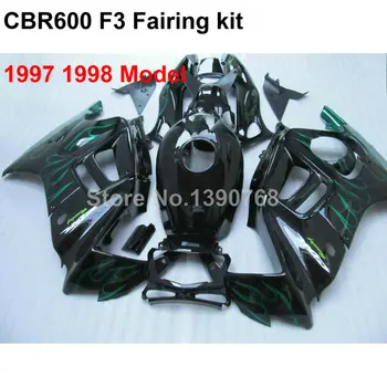 

Motorcycle fairing kit for Honda green flames black fairings CBR600 F3 1997 1998 fairing kit CBR600 F3 NM48