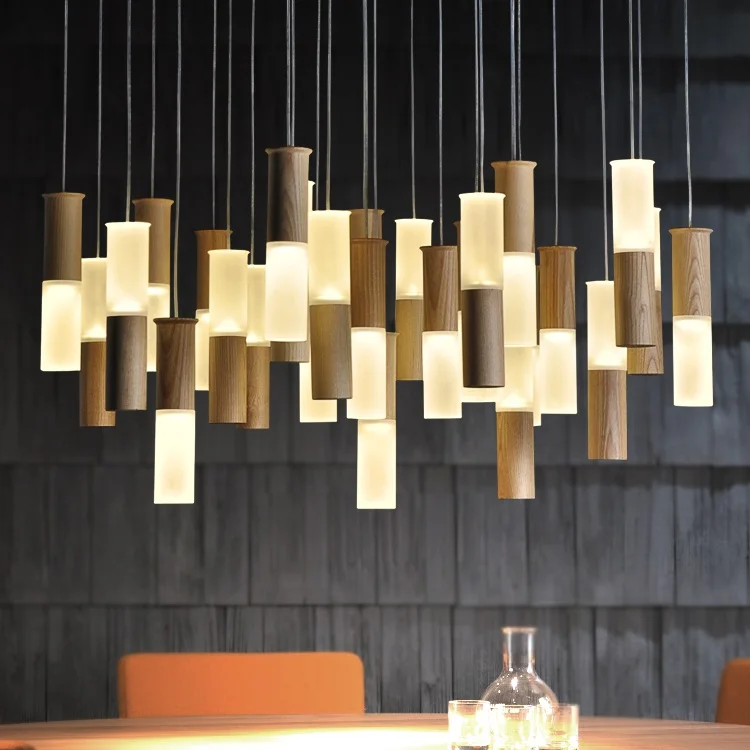 Деревянные современные подвесные светильники нордическая лампа Модные Акриловые светодиодные подвесные светильники внутреннего освещения спальни Lampara Colgante