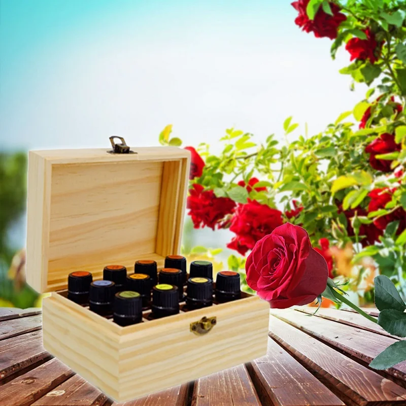 12 Compartments Wooden Essential Oil Storage Box Wood Box Tea Organizer Bag Box Jewelry Accessories Storage Container