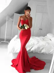 Vestidos de graduacion женское недорогое вечернее платье Длинные сексуальные платья для выпускного вечера возлюбленная Русалка красное платье для