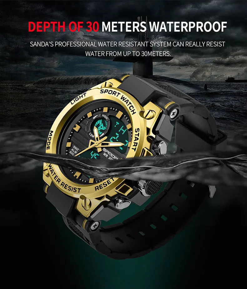 SANDA G стильные мужские цифровые часы Shock Военные спортивные часы водонепроницаемые электронные наручные часы Мужские часы s Relogio Masculino