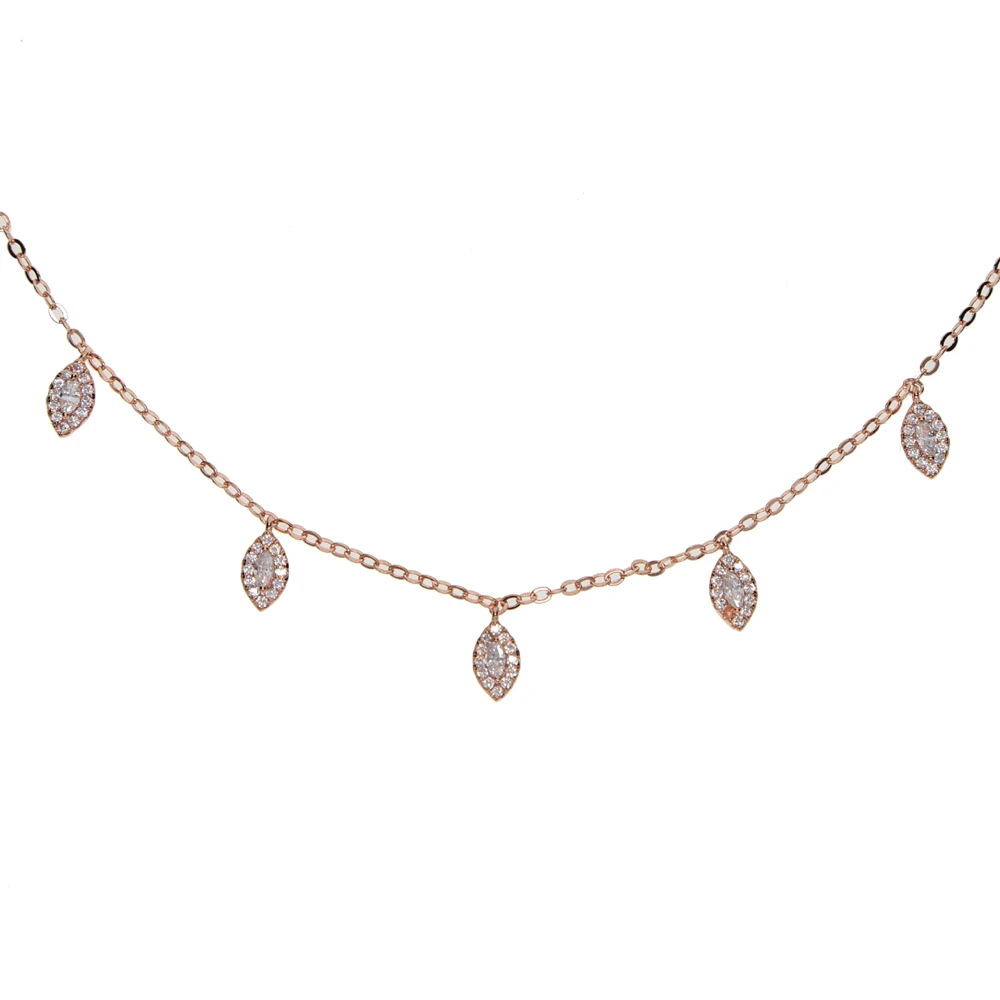 

Cheapest cz mirco paved tear drop charm choker necklace with rose gold color silver gold color filled women wedding choker