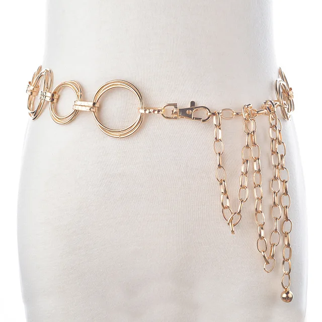 Women Gold Ladies Women Belt Chain Stretchy Strap Elegant Waist Belt