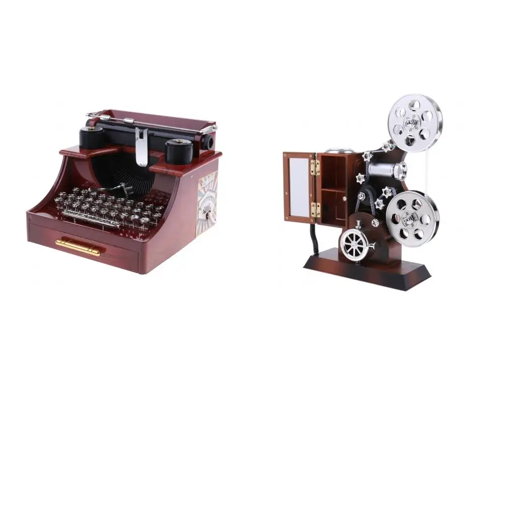 New Arrivals Retro Creative Typewriter Wind Up Music Box Clockwork Toy Desktop Supplies for Children Kids Toys Birthday Gift