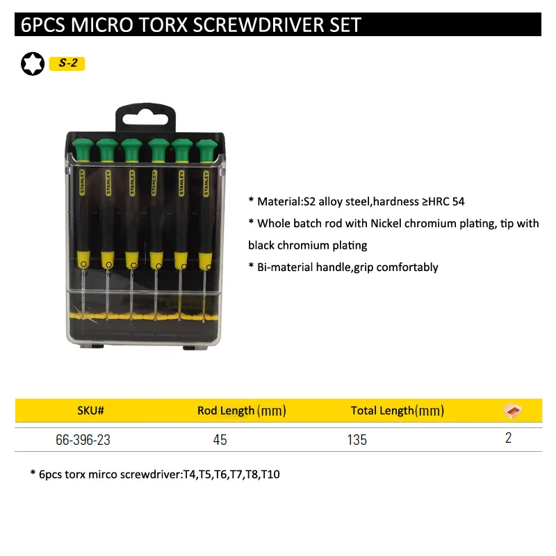 66-396-23 6pcs torx screwdriver set size