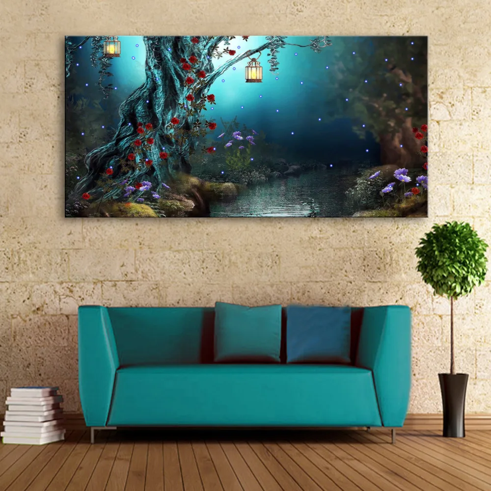 

Stretched Canvas Prints Tree of The River LED Interstellar Print LED Wall Art LED Decorations