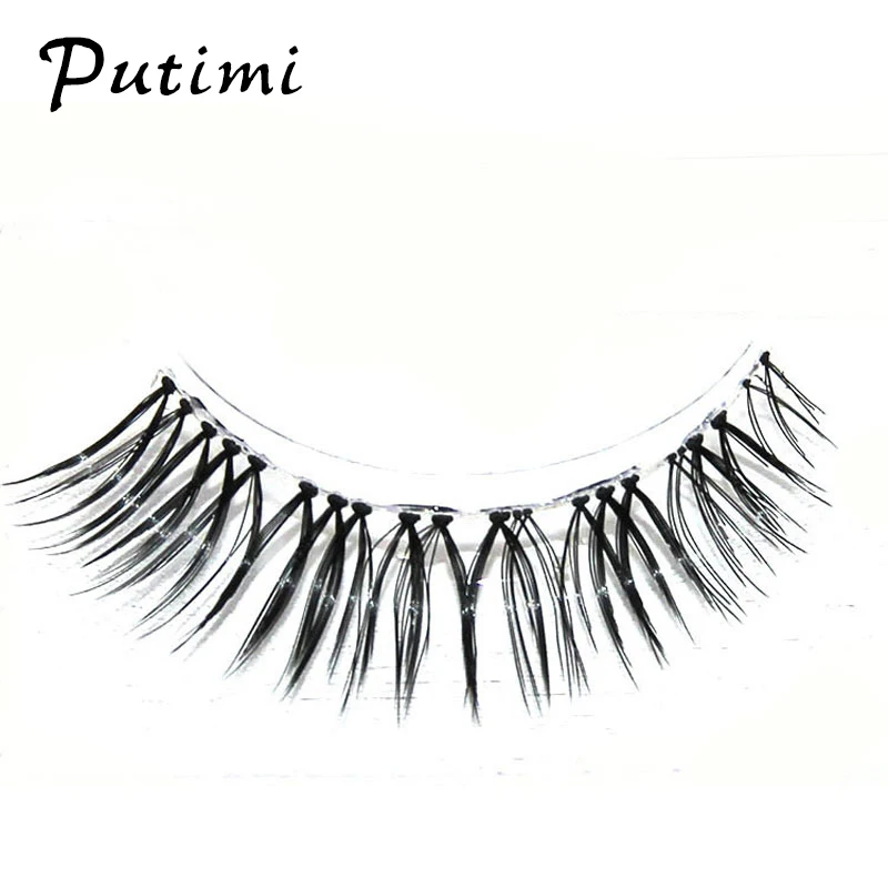 

Putimi 3Pairs Makeup False Eyelashes Extension Transparent Stem Faux Mink Eye Lashes Sparse Natural Fake Eyelashes Long Lasting