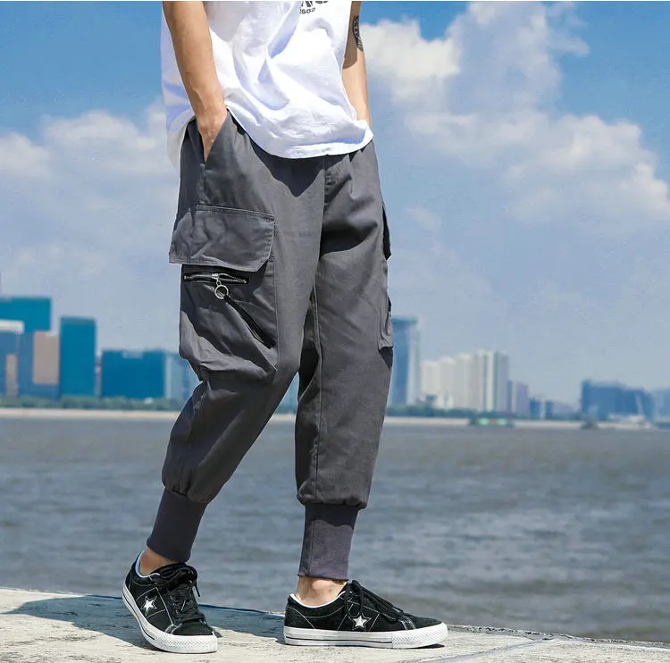 Streetwear pantalones Jogger hombres algodón bolsillos laterales Casual Hombre Delgado Harem pantalones tobillo-longitud cremallera primavera hombres Joggers(#Black) Streetwear pantalones Jogger hombres algodón bolsillos laterales Casual Hombre Delgado Harem pantalones tobillo-longitud cremallera primavera hombres Joggers(#Black)