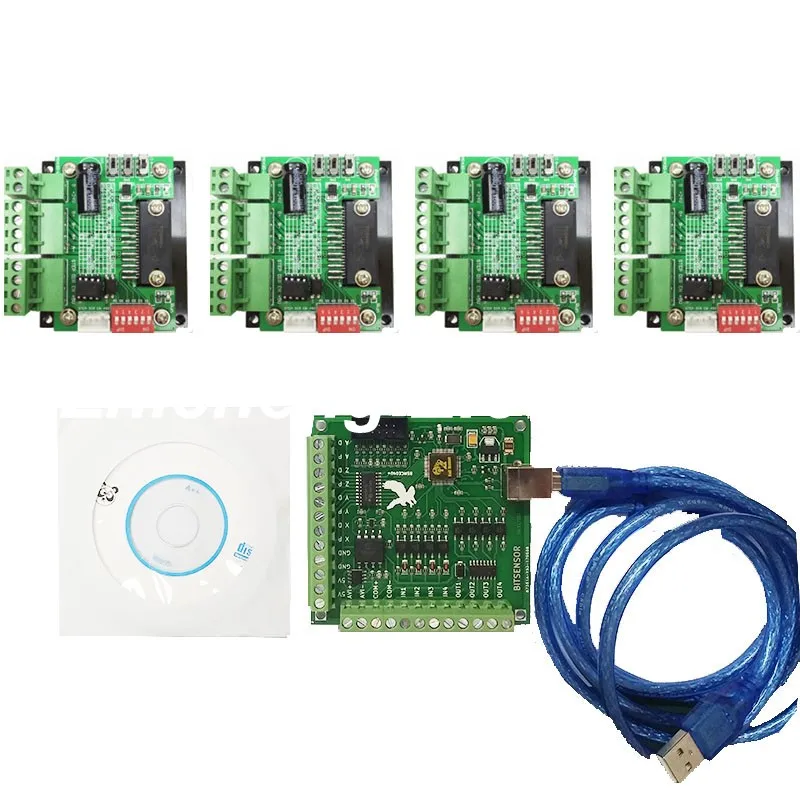

CNC Router mach3 USB 4 Axis Kit, 4pcs TB6560 1 Axis Driver Board + one mach3 4 Axis USB CNC Stepper Motor Controller card 100KHz