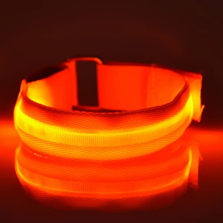 1 упаковка светящиеся браслеты спортивные светодиодные напульсники регулируемые ходовые огни для бегунов велосипедистов велосипед Warnning свет батареи - Цвет: Оранжевый