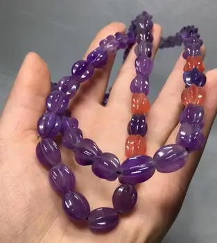 

Natural green 108 red purple green Hand carved Grade Jadeite Carambola skewer necklace