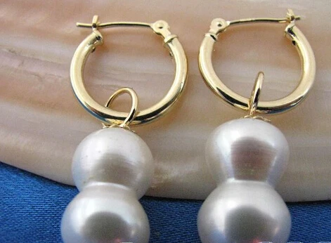 

hj 00535 14mm white baroque double freshwater pearl earring